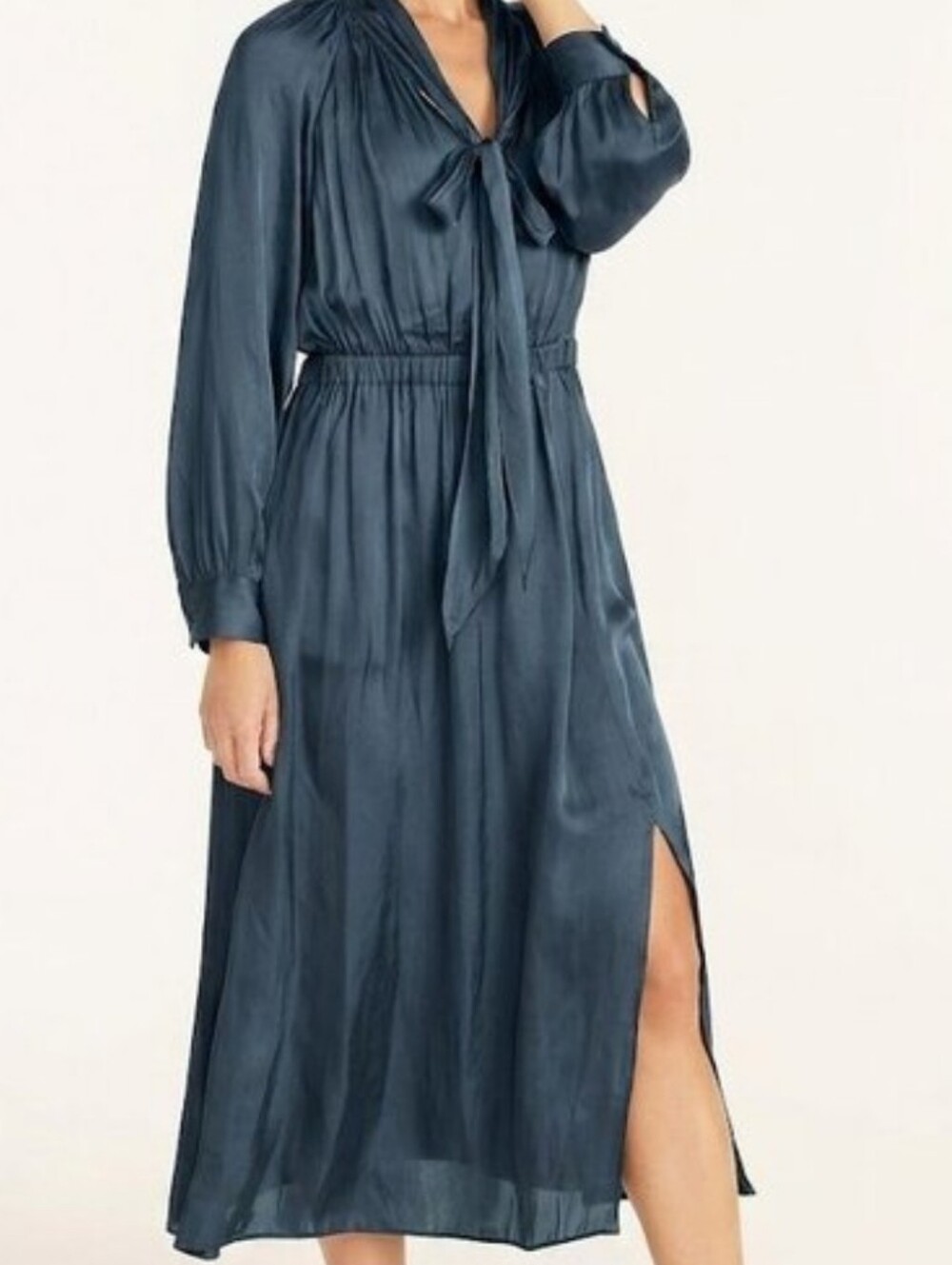 NWT J. Crew Tie-neck Dress, Deep Midnight, XXL - Picture 2 of 7